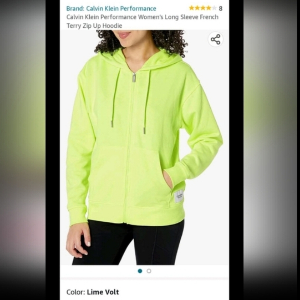 Calvin Klein Performance Women's Lime Volt Full Zip Hoodie & Matching Leggings - Picture 16 of 16
